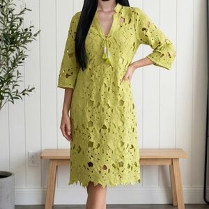 Lace Midi Dress in Vibrant Green